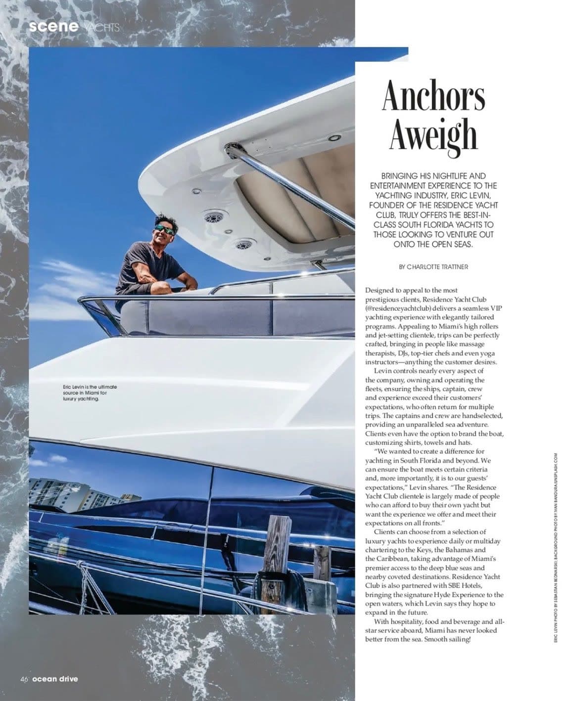 Residence Yacht Club featured in Ocean Drive magazine